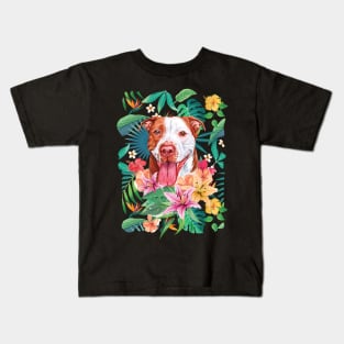 Tropical Red Pit Bull Pitbull 4 Kids T-Shirt